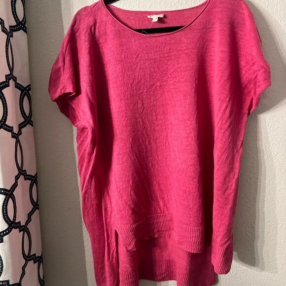 Eileen Fisher Hot Pink Linen Oversized medium Linen Tunic Style Sweater - Picture 4 of 12